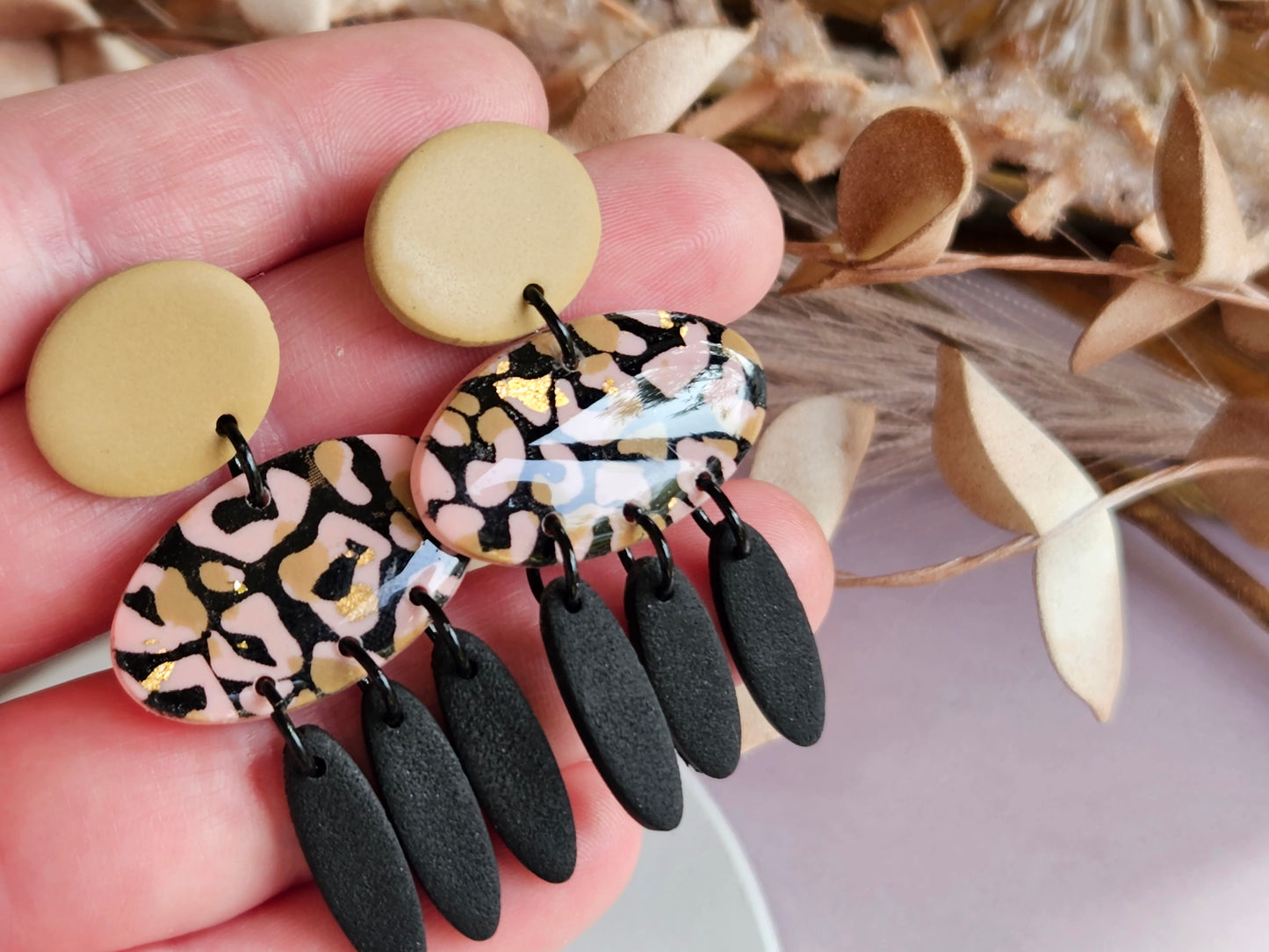 Leopard Print Dangle Earrings