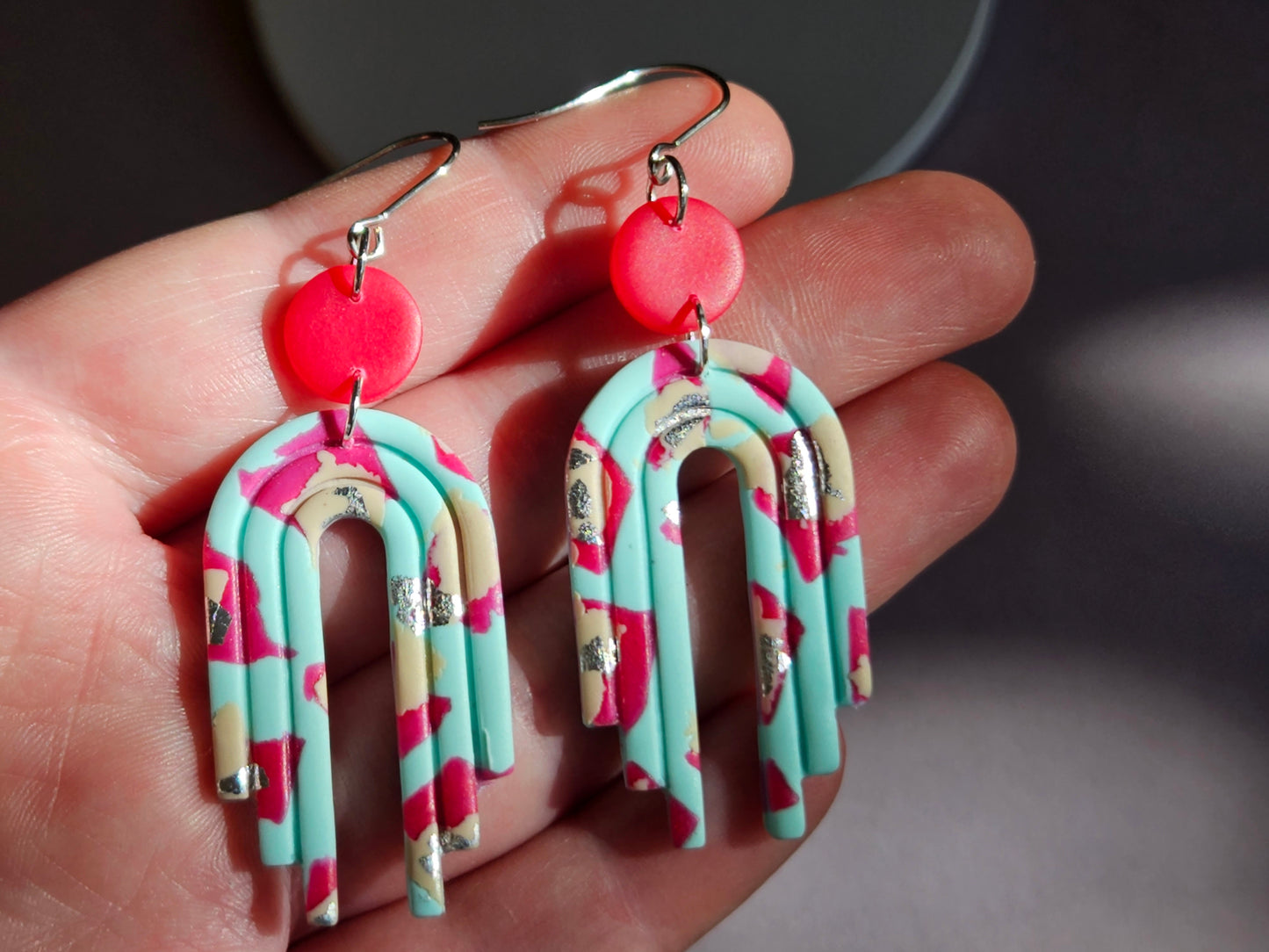 Leopard Print Arch Mint Earrings