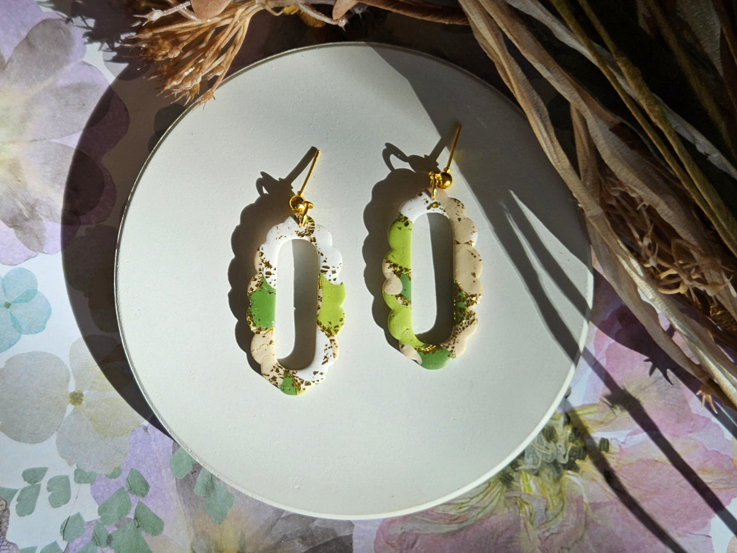 Colour Palette Green Frame Earrings