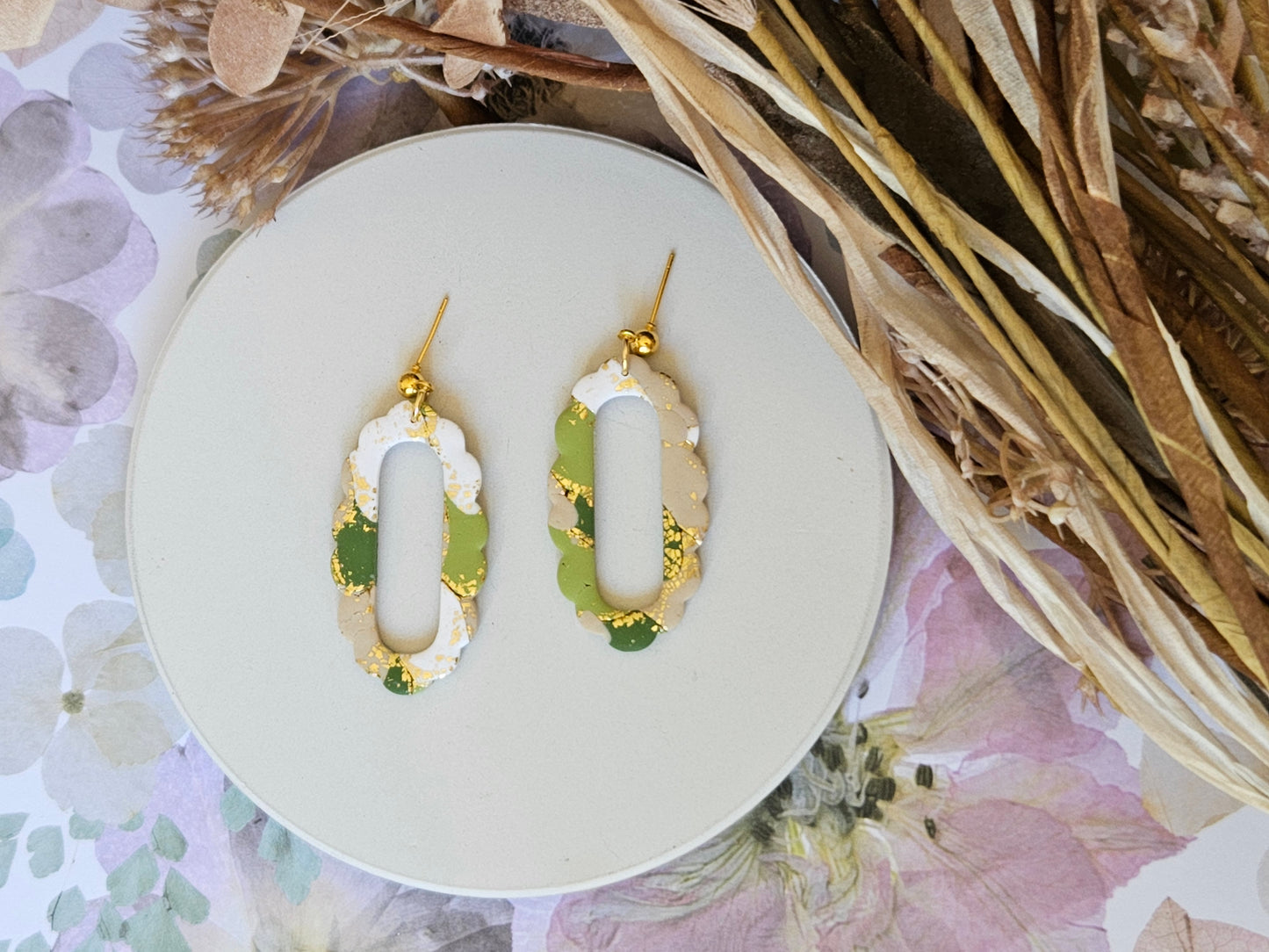 Colour Palette Green Frame Earrings