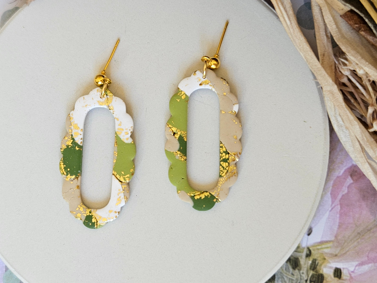 Colour Palette Green Frame Earrings