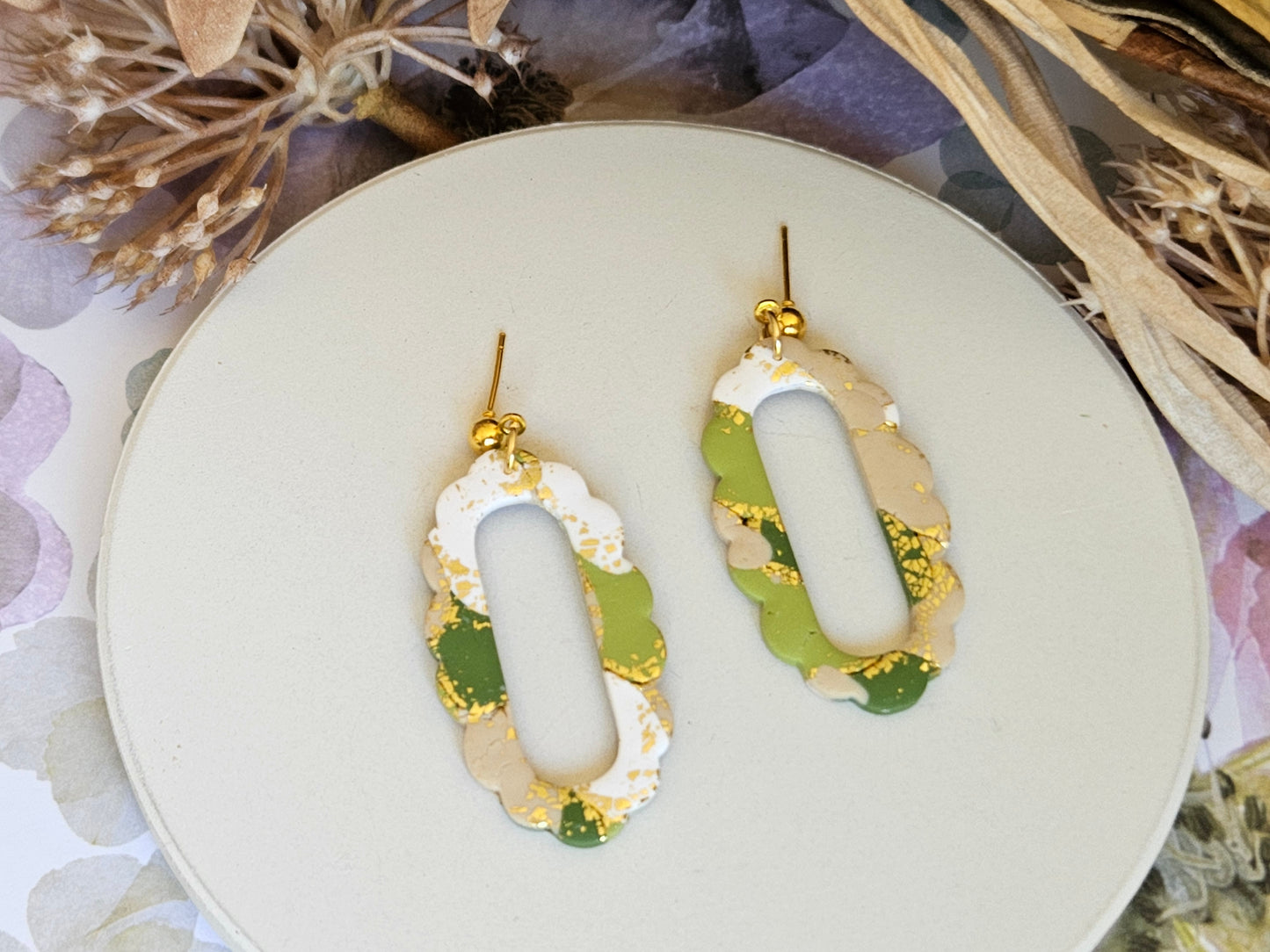 Colour Palette Green Frame Earrings