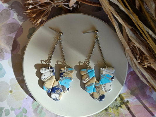 Colour Palette Blue Chain Statement Earrings