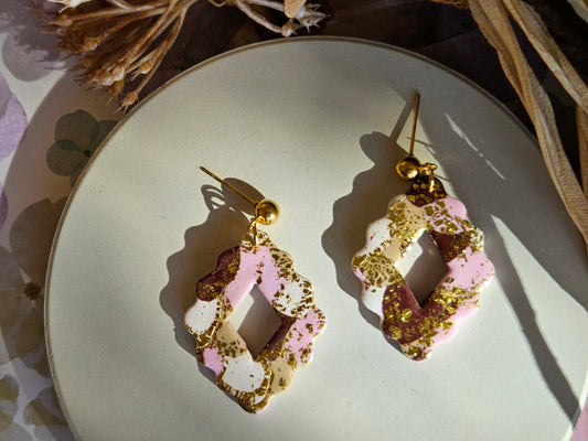 Colour Palette Pink Diamond Frame Earrings