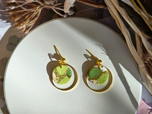 Colour Palette Green Mini Disk Earrings