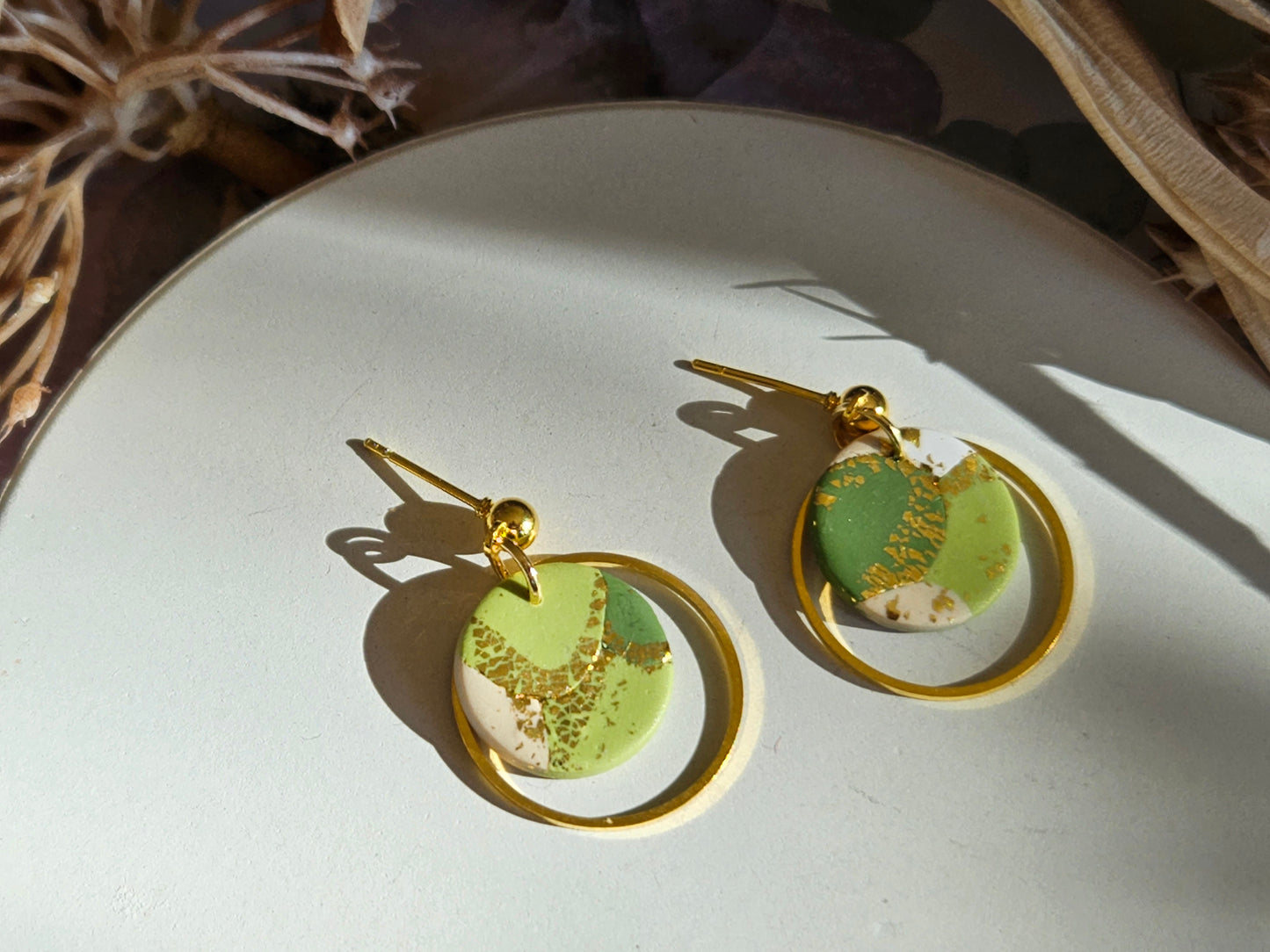 Colour Palette Green Mini Disk Earrings