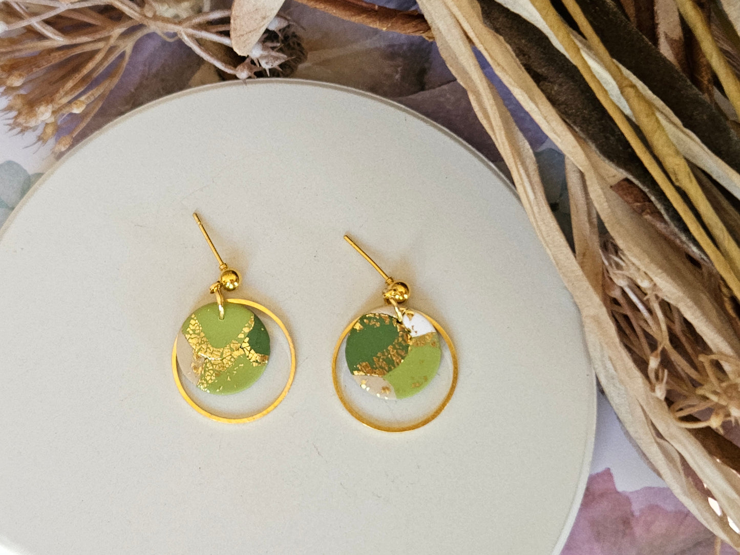 Colour Palette Green Mini Disk Earrings