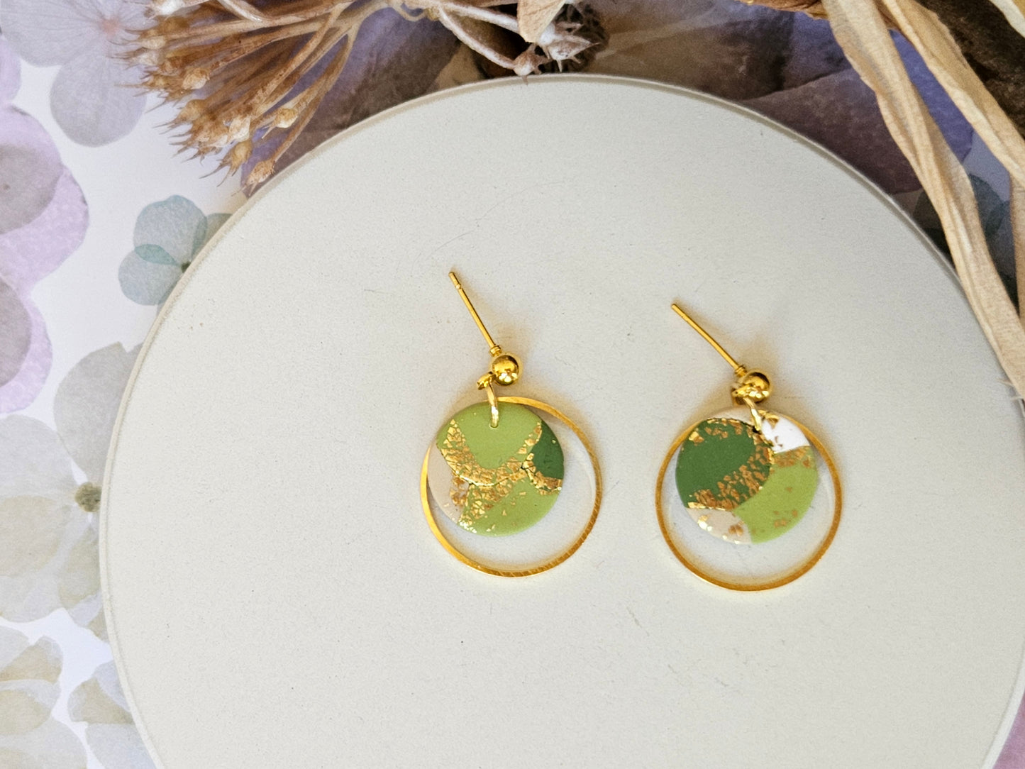 Colour Palette Green Mini Disk Earrings