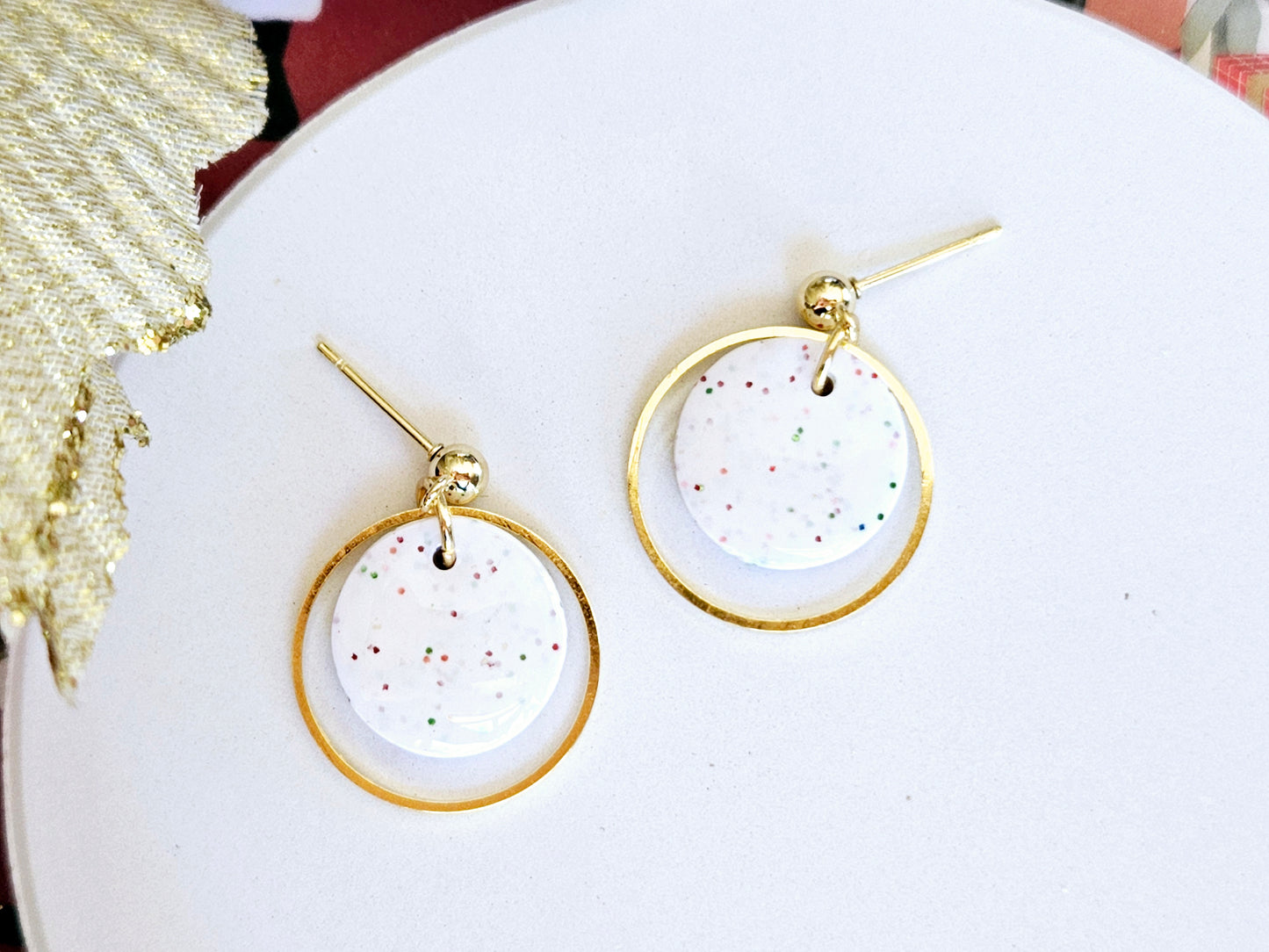 Christmas Sparkle Mini Disk Earrings