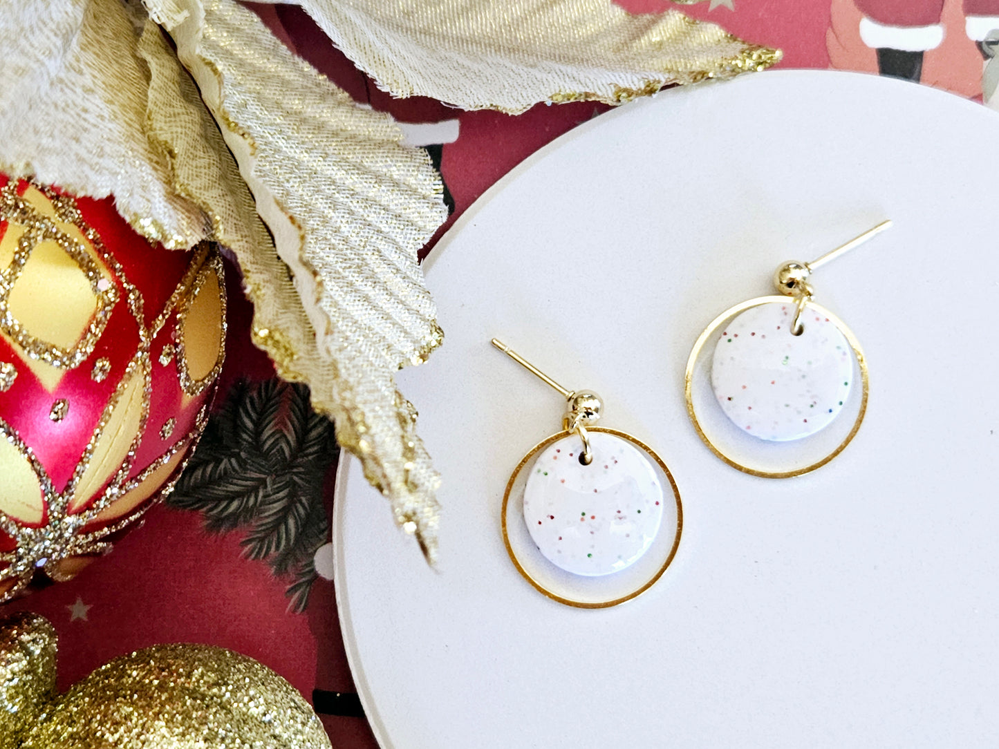 Christmas Sparkle Mini Disk Earrings