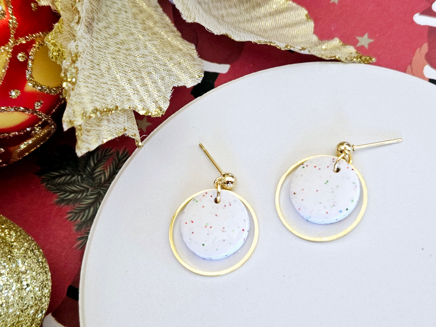 Christmas Sparkle Mini Disk Earrings