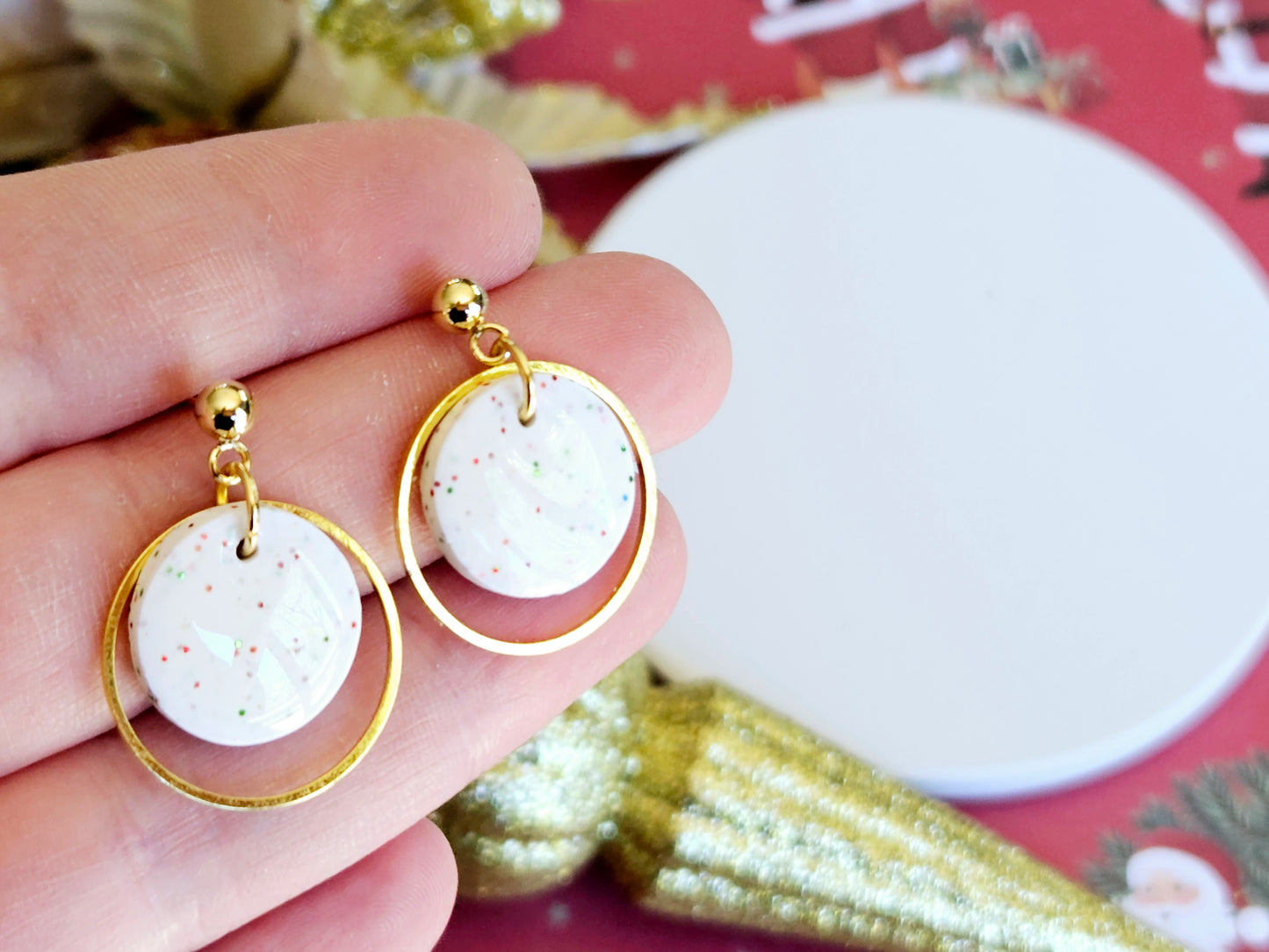 Christmas Sparkle Mini Disk Earrings