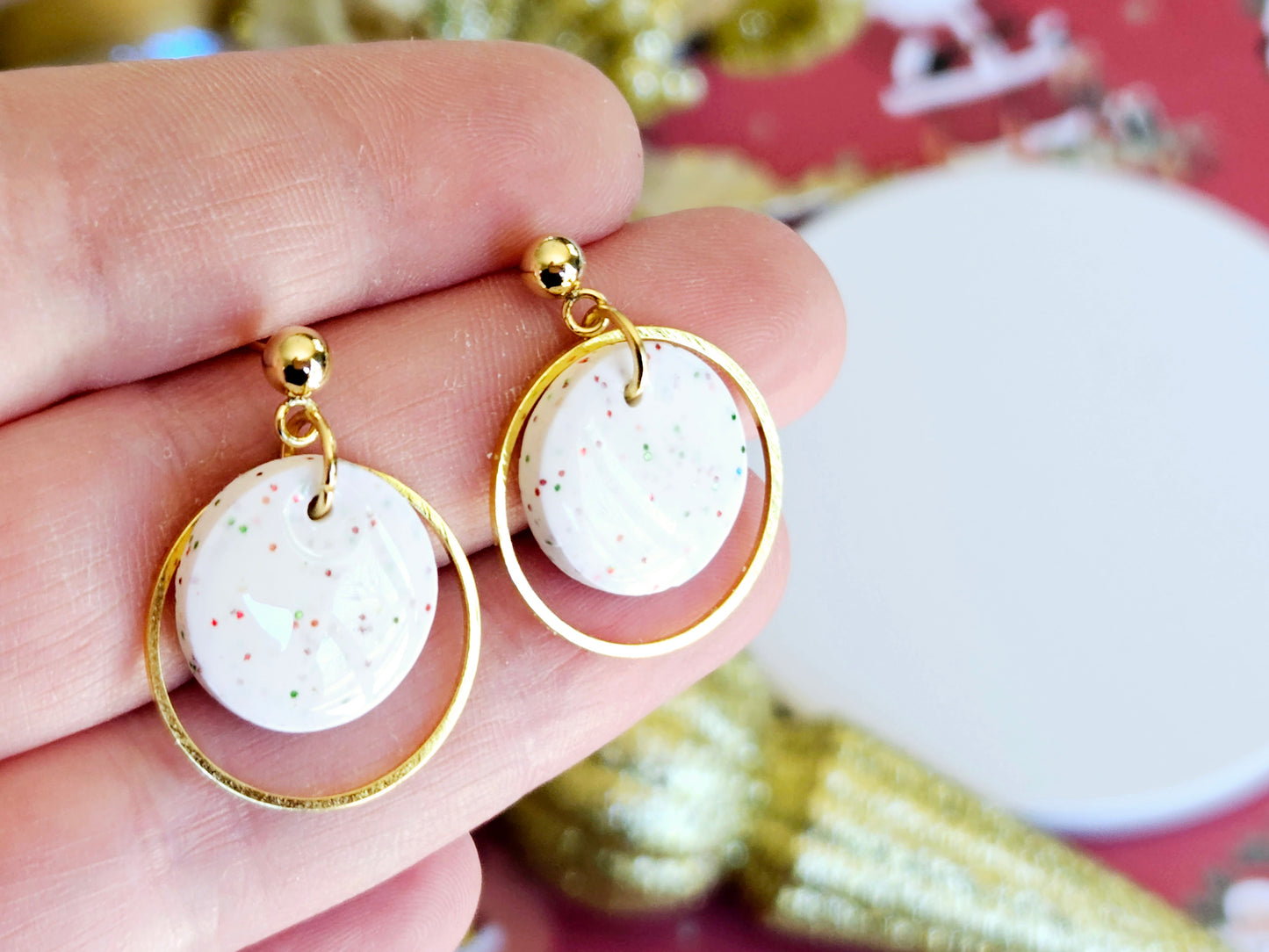 Christmas Sparkle Mini Disk Earrings