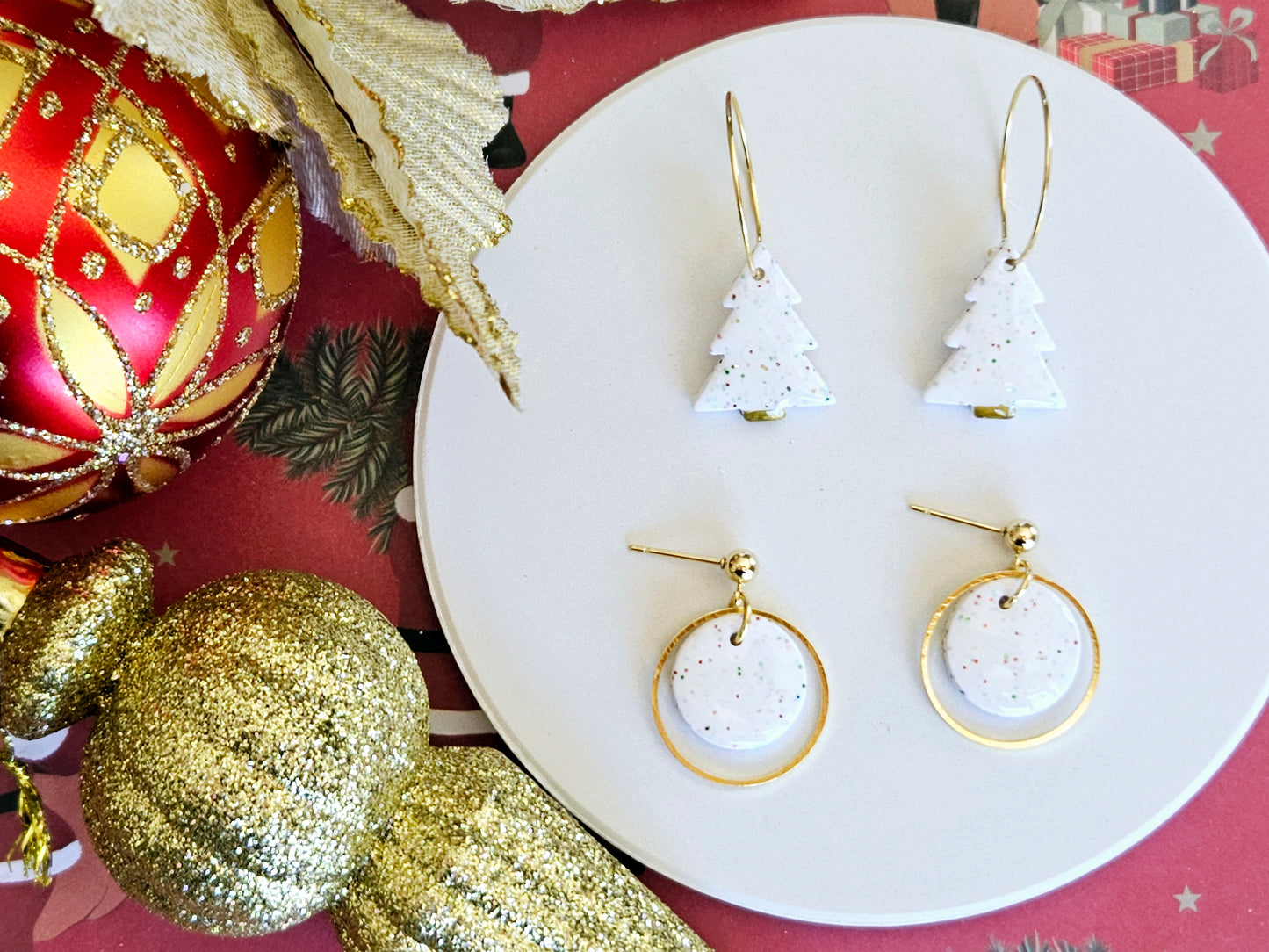 Christmas Sparkle Mini Disk Earrings