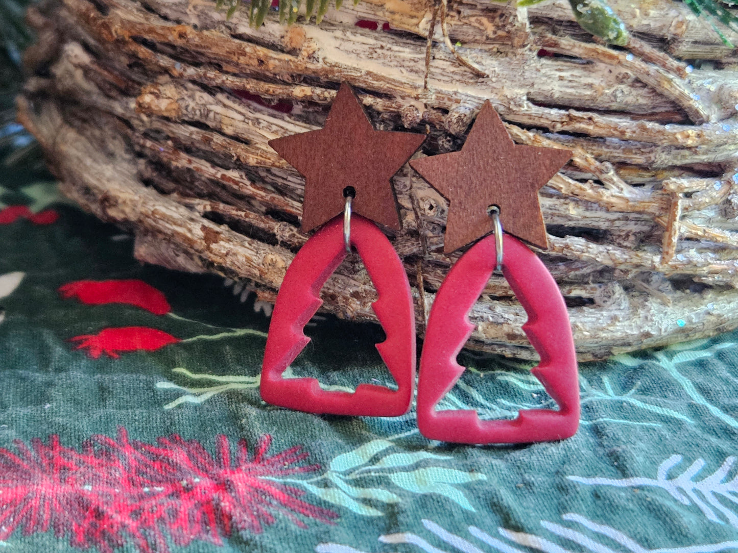 Pinkmas Cutout Tree Earrings