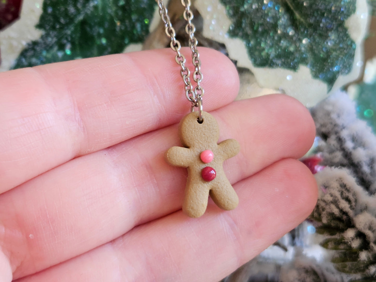 Pinkmas Gingerbread Man Necklace