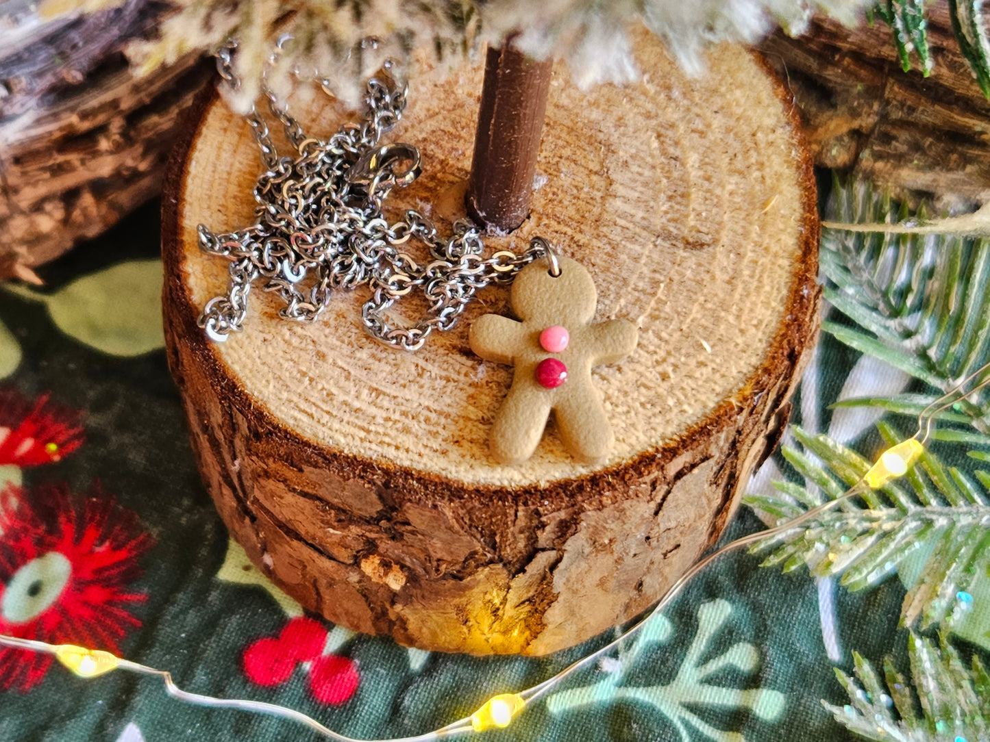 Pinkmas Gingerbread Man Necklace