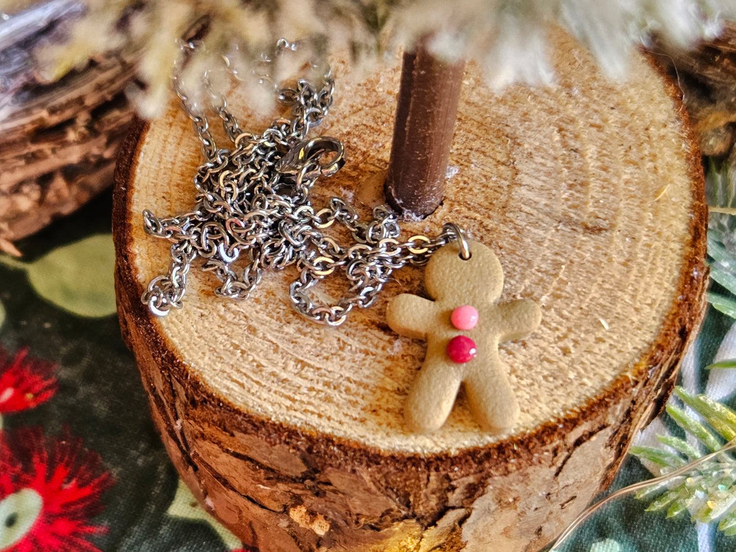 Pinkmas Gingerbread Man Necklace