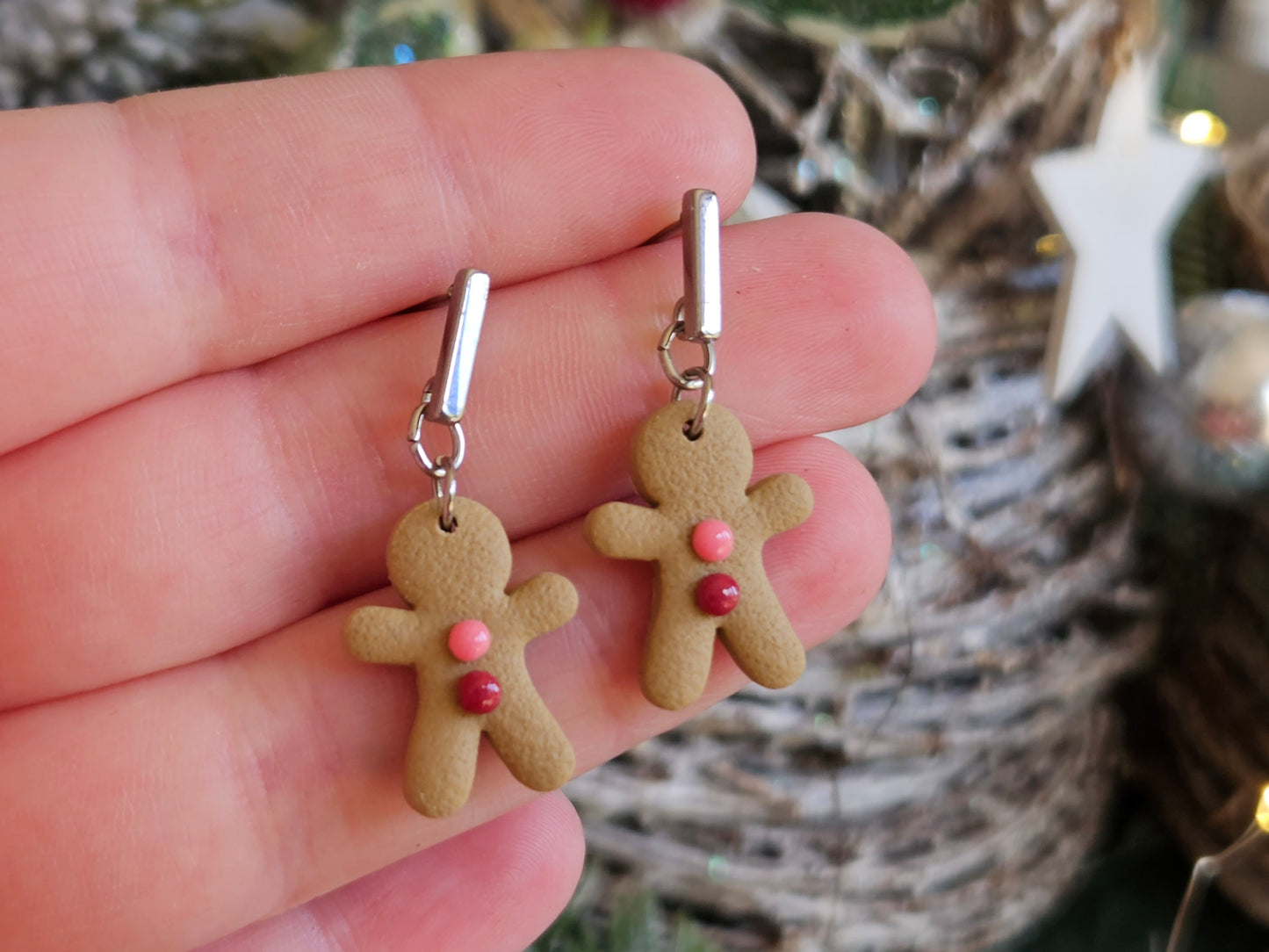 Pinkmas Dainty Gingerbread Man Earrings