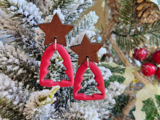 Pinkmas Cutout Tree Earrings