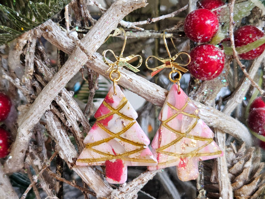 Pinkmas Tinsel Tree Earrings