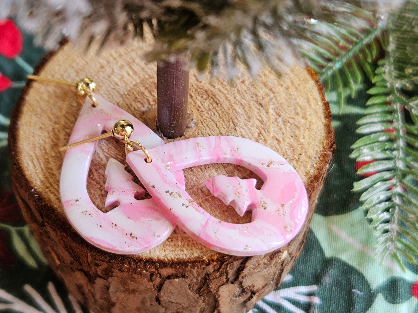 Pinkmas Tree Droplet Earrings