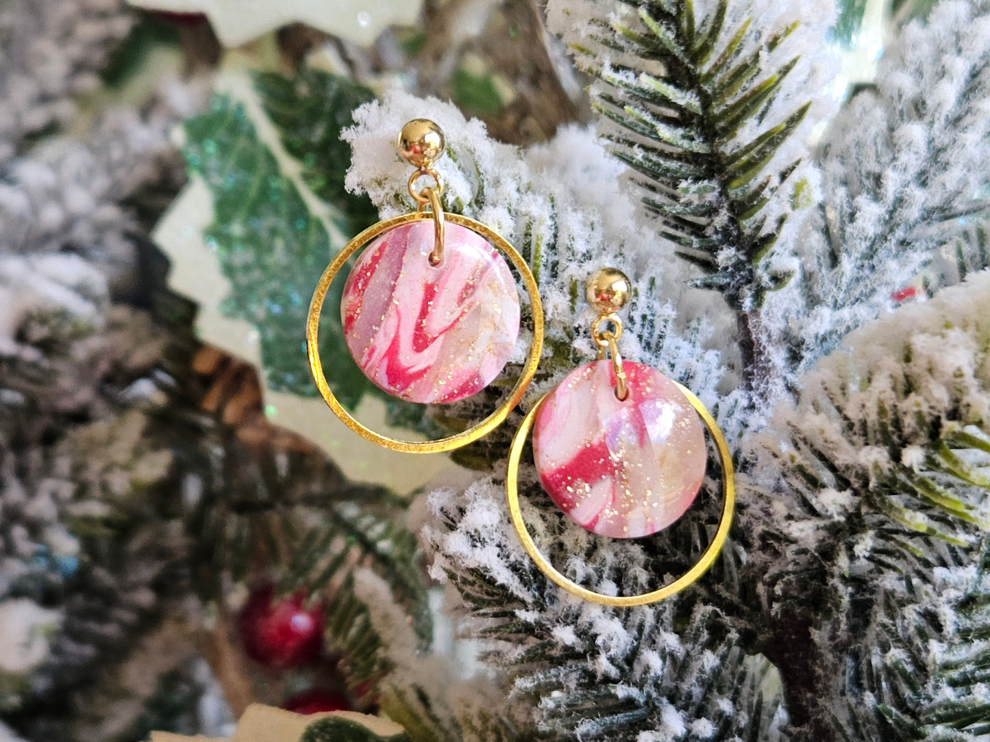 Pinkmas Mini Disk Earrings