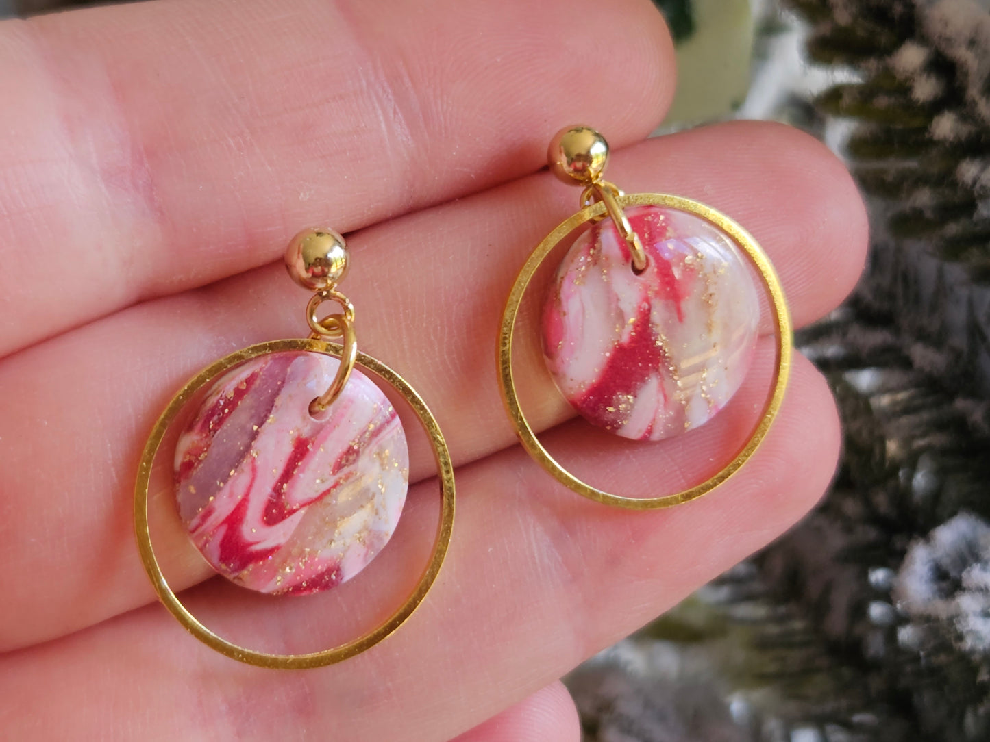 Pinkmas Mini Disk Earrings