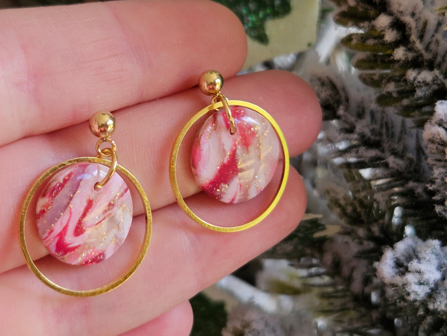 Pinkmas Mini Disk Earrings