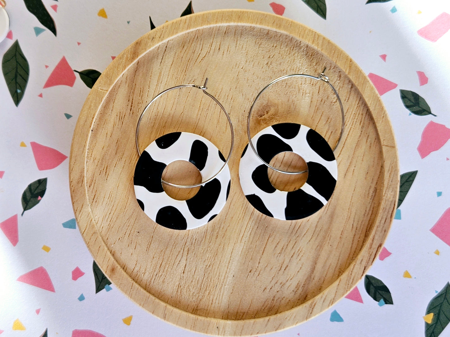 Cow Print Large Hoop Earrings