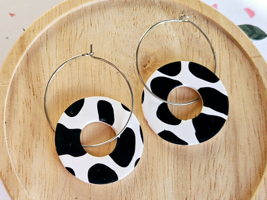 Cow Print Large Hoop Earrings