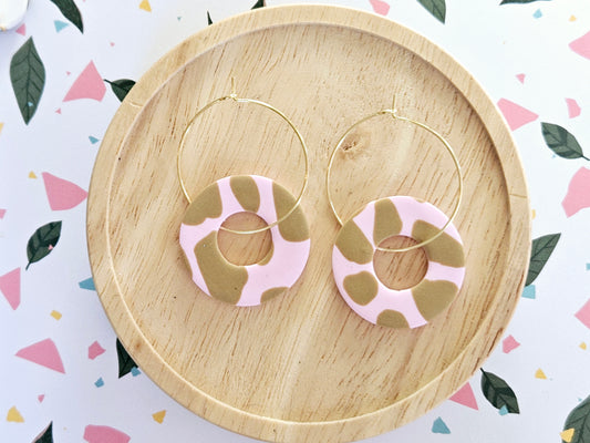 Cow Print Strawberry Milk Large Hoop Earrings