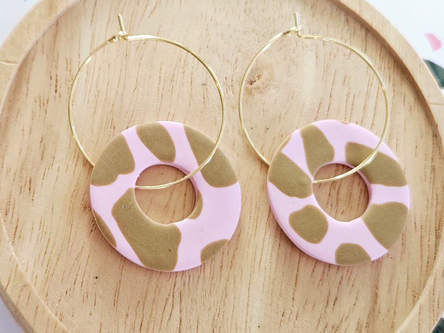 Cow Print Strawberry Milk Large Hoop Earrings