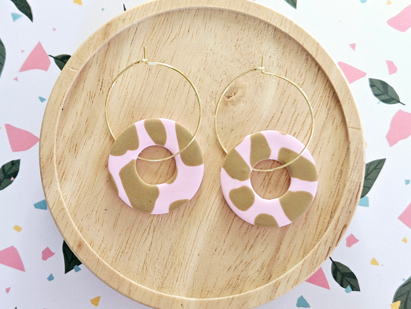 Cow Print Strawberry Milk Large Hoop Earrings