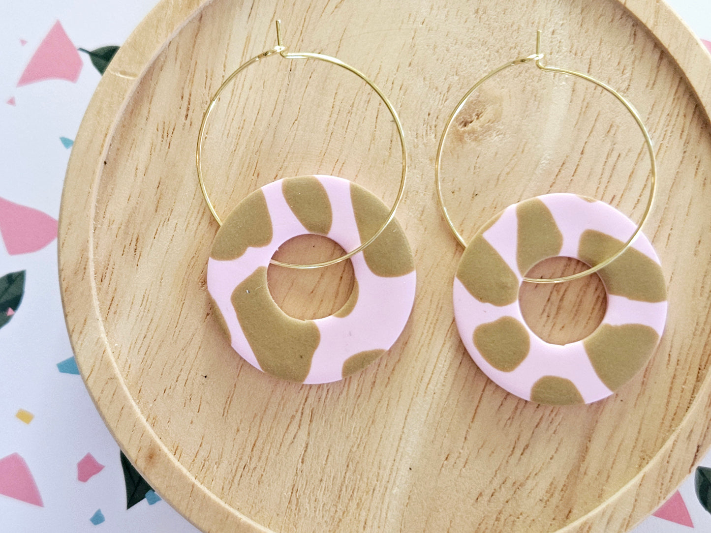 Cow Print Strawberry Milk Large Hoop Earrings