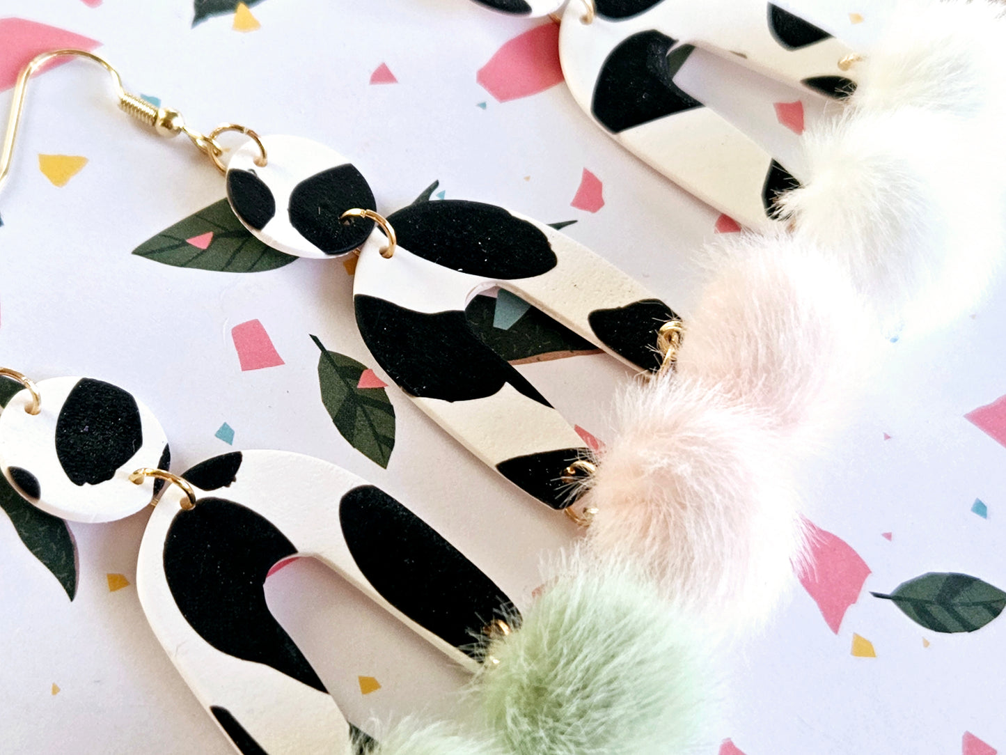 Cow Print Statement Earrings Pink