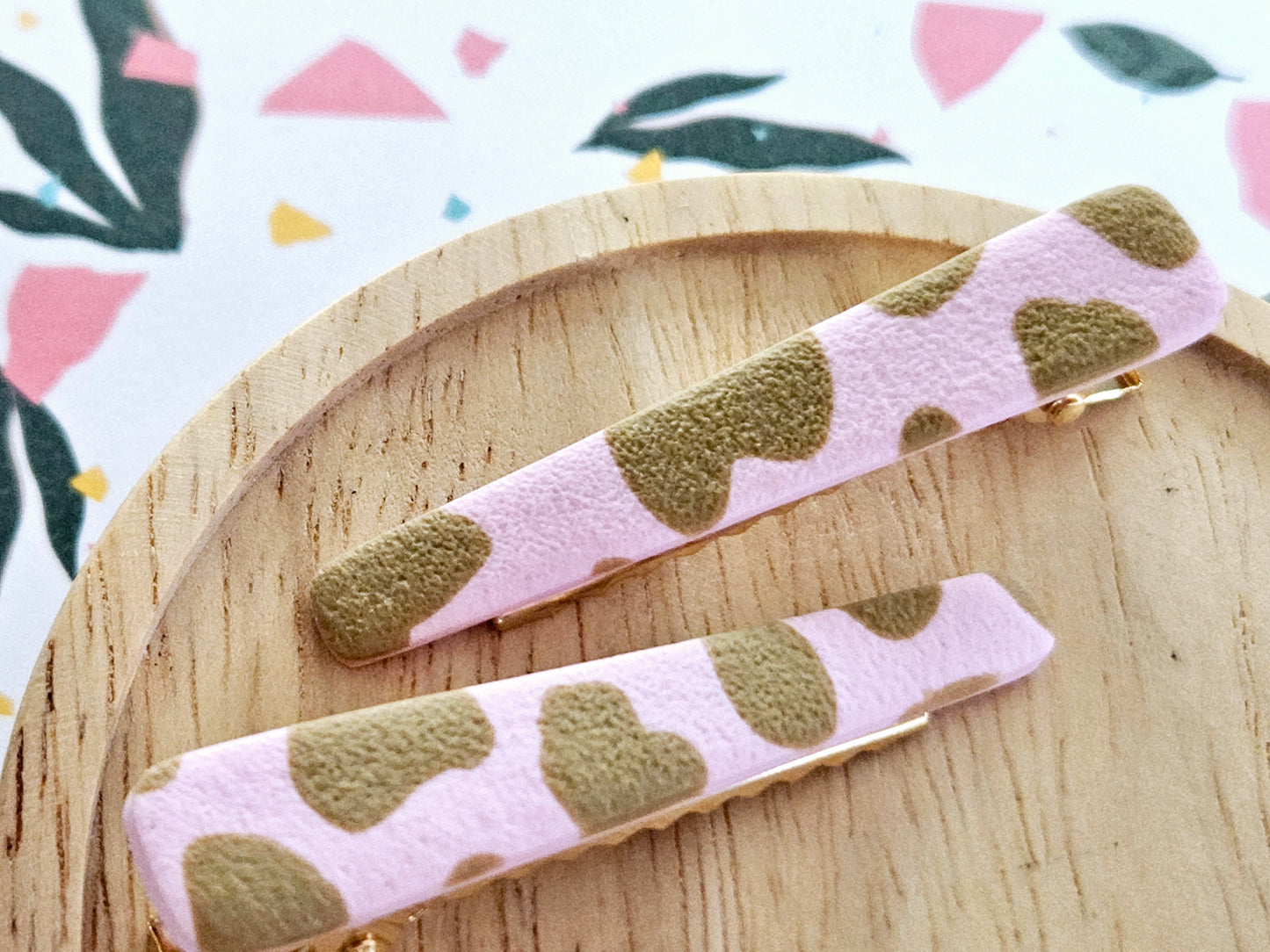 Cow Print Strawberry Milk Hair Clips