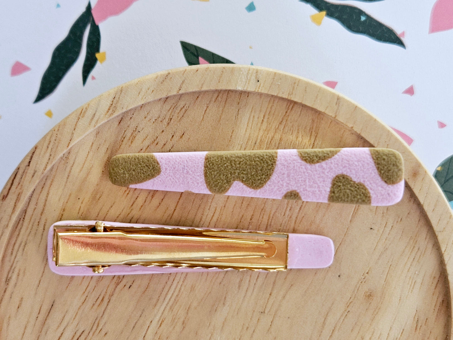 Cow Print Strawberry Milk Hair Clips