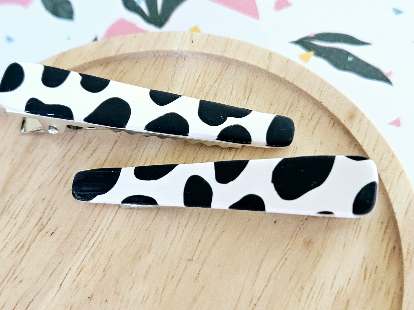 Cow Print Hair Clips