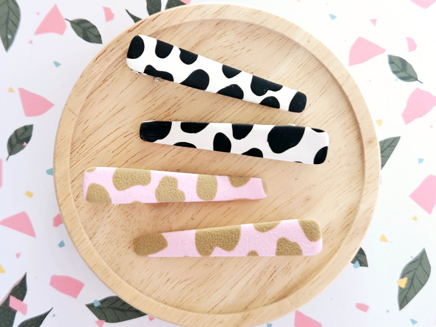 Cow Print Hair Clips