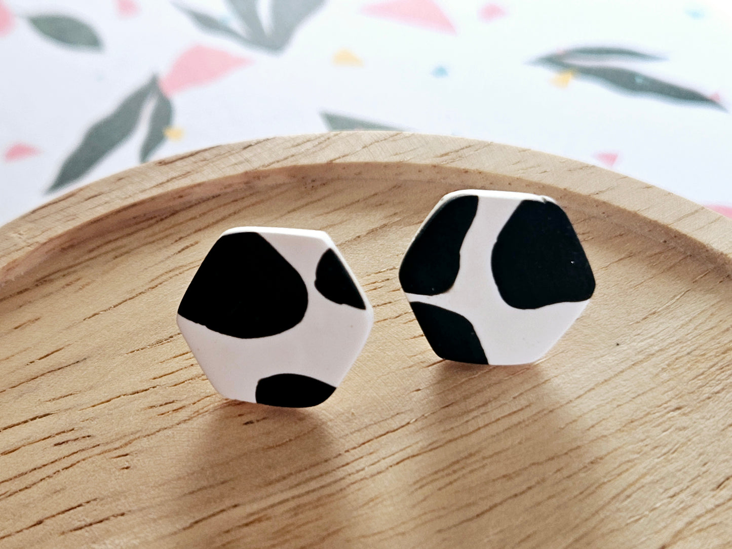 Cow Print Stud Earrings