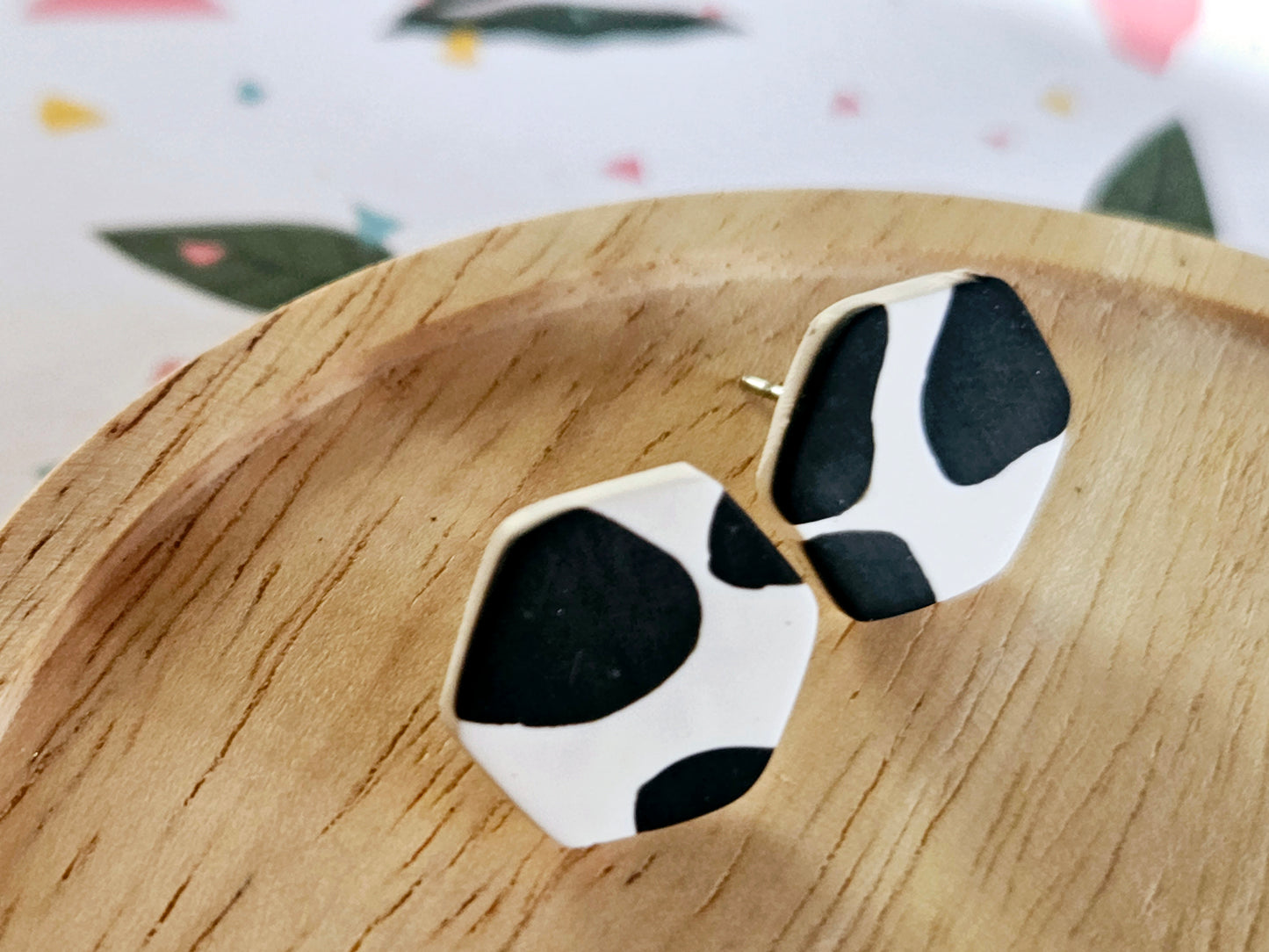 Cow Print Stud Earrings