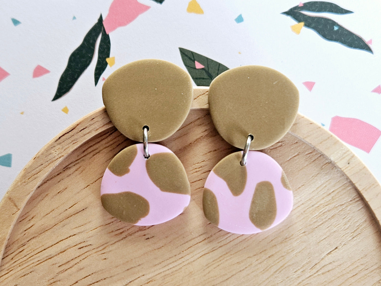 Cow Print Strawberry Milk Abstract Earrings