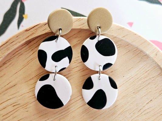 Cow Print Drop Earrings