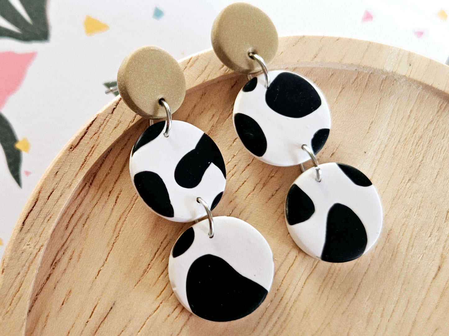 Cow Print Drop Earrings