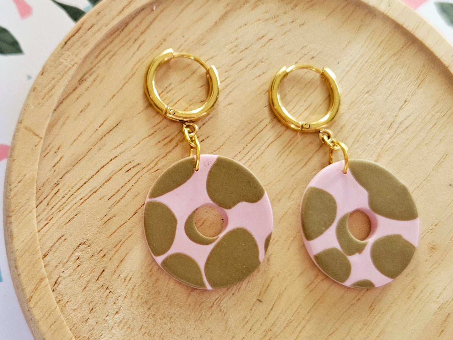 Cow Print Strawberry Milk Earrings