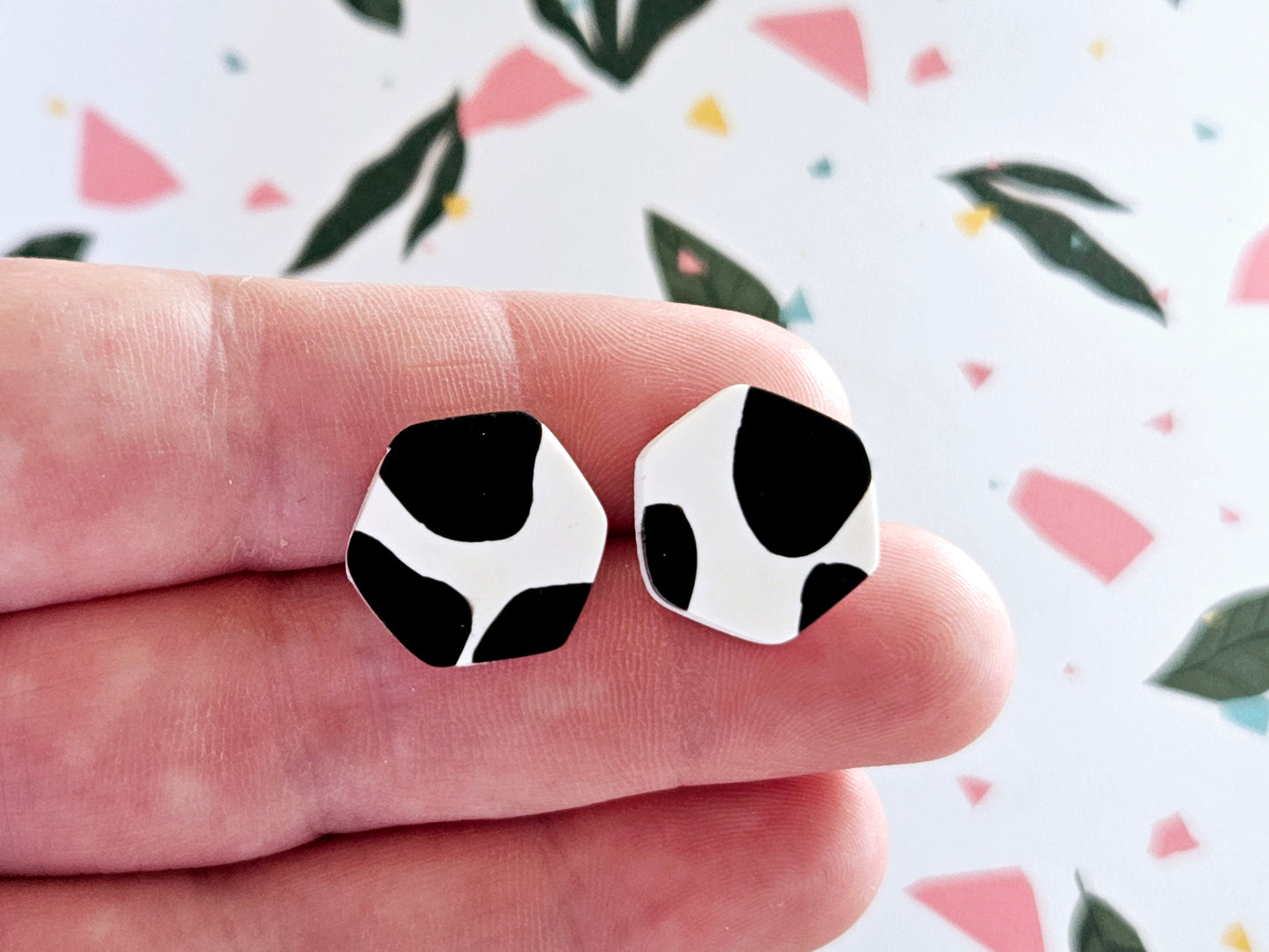 Cow Print Stud Earrings