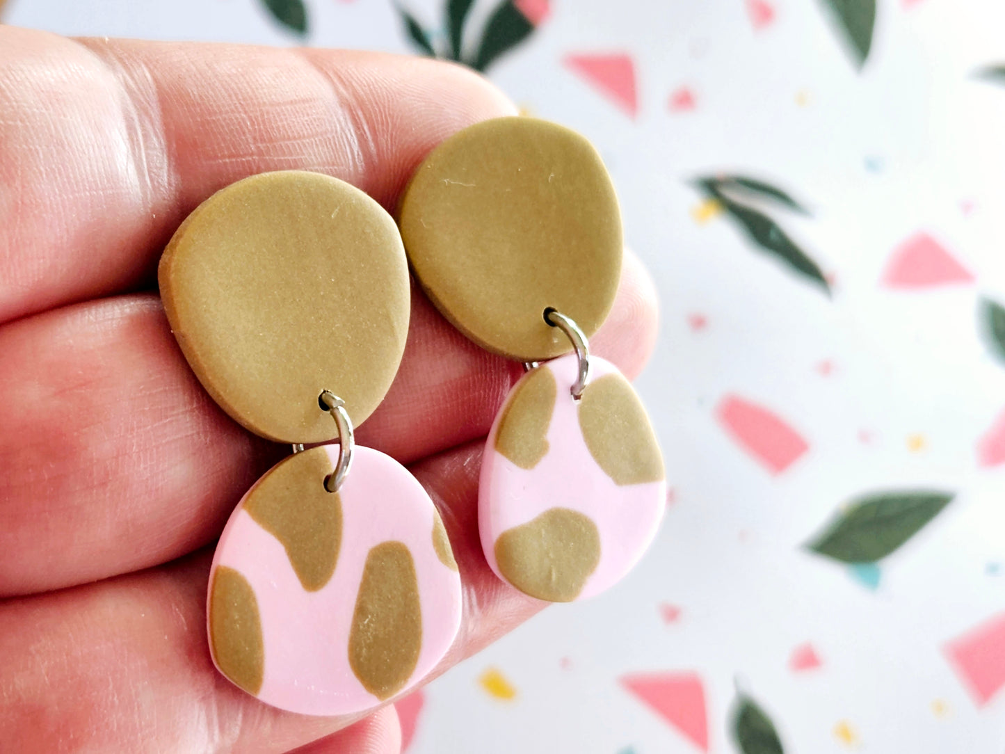 Cow Print Strawberry Milk Abstract Earrings