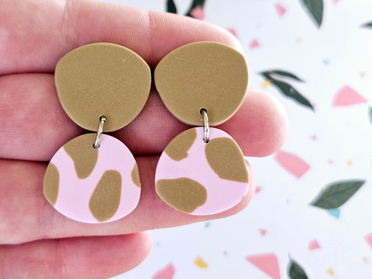 Cow Print Strawberry Milk Abstract Earrings