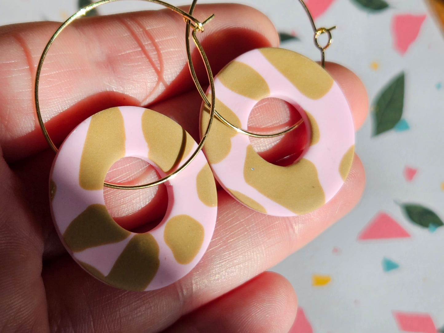 Cow Print Strawberry Milk Large Hoop Earrings